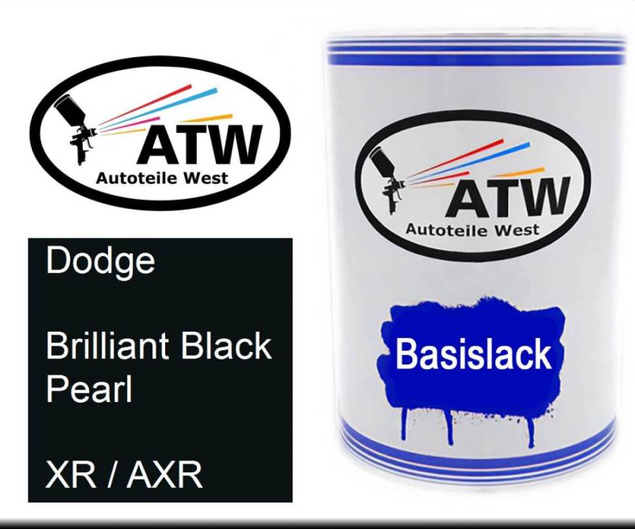Dodge, Brilliant Black Pearl, XR / AXR: 500ml Lackdose, von ATW Autoteile West.